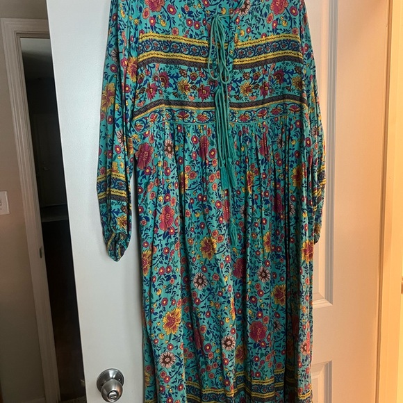 Aqua Summer Long Sleeve Midi Dress with Tie Top Detail size xxl - Picture 5 of 5